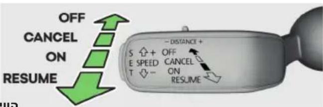 OFF CANCEL ON RESUME - DISTANCE + S ↑+ OFF E SPEED CANCEL T ↓- ON RESUME
