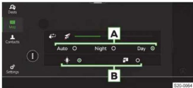Dests Maps Contacts Auto Night Day Settings A B S20-0064