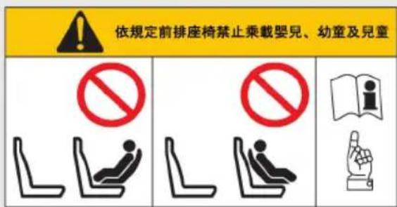 依規定前排座椅禁止乘載嬰兒、幼童及兒童 No No L L i I