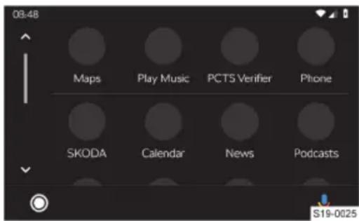 08:48 Maps Play Music PCTS Verifier Phone SKODA Calendar News Podcasts S19-0025