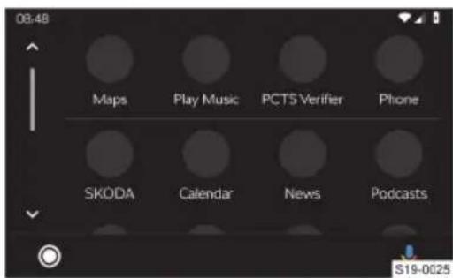 08:48 Maps Play Music PCTS Verifier Phone SKODA Calendar News Podcasts S19-0025