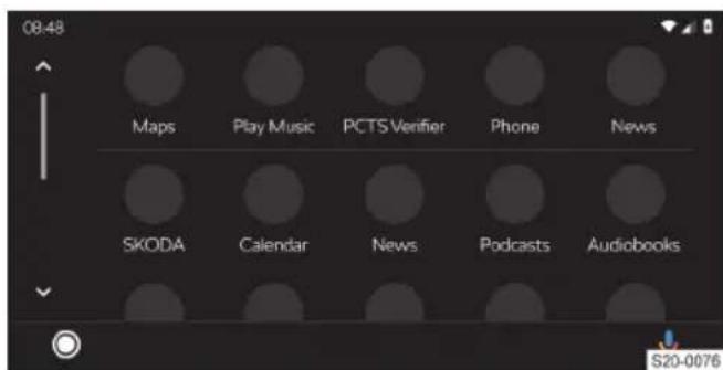 08:48 Maps Play Music PCTS Verifier Phone News SKODA Calendar News Podcasts Audiobooks S20-0076