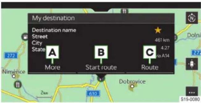 My destination Destination name Street City State A More B Start route C Route 461 km 4:27 via A14 Nimérice 2km 610 Dobrovice S19-0080