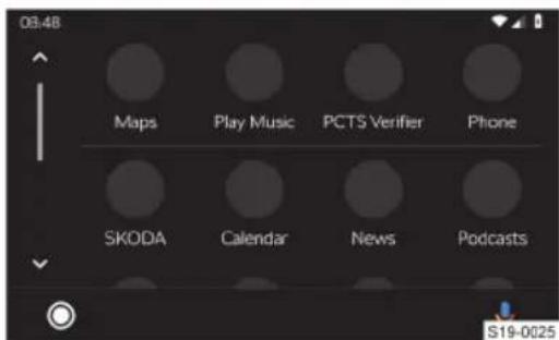 08:48 Maps Play Music PCTS Verifier Phone SKODA Calendar News Podcasts S19-0025