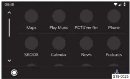 08:48 Maps Play Music PCTS Verifier Phone SKODA Calendar News Podcasts S19-0025