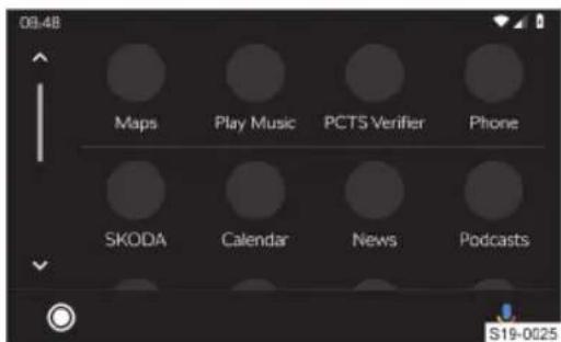 08:48 Maps Play Music PCTS Verifier Phone SKODA Calendar News Podcasts S19-0025
