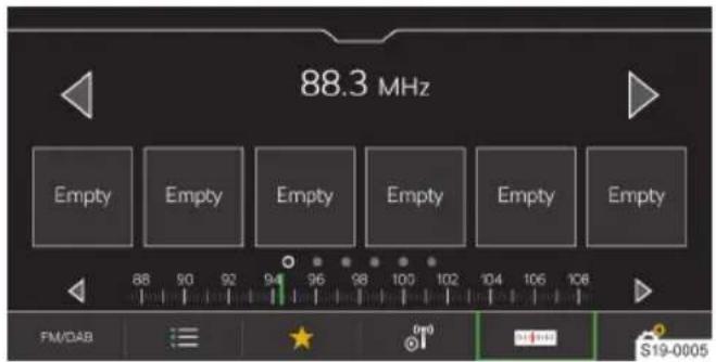 88.3 MHz Empty Empty Empty Empty Empty Empty Empty 88 90 92 94 96 98 100 102 104 106 108 FM/DAB S19-0005