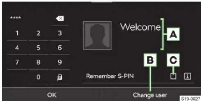 1 2 3 4 5 6 7 8 9 0 OK Welcome Remember S-PIN A B C Change user S19-0027