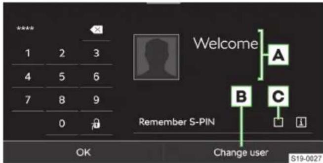 1 2 3 4 5 6 7 8 9 0 OK Welcome A B C Remember S-PIN Change user S19-0027