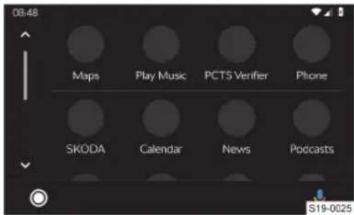 08:48 Maps Play Music PCTS Verifier Phone SKODA Calendar News Podcasts S19-0025