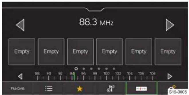 88.3 MHz Empty Empty Empty Empty Empty Empty Empty 88 90 92 94 96 98 100 102 104 106 108 FM/DAB S19-0005
