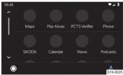 08:48 Maps Play Music PCTS Verifier Phone SKODA Calendar News Podcasts S19-0025