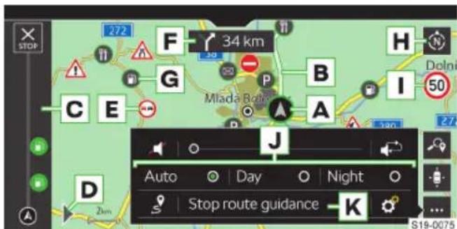 STOP 272 F 34 km G B H Dolni 50 C E P A J Auto Day Night Stop route guidance K S19-0075