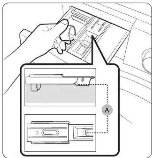 Diagram illustrating a hand inserting a device into a device panel, with labeled components and an arrow indicating the process.