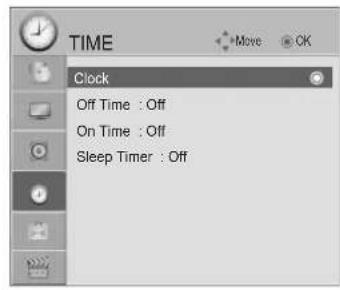 TIME Clock Off Time : Off On Time : Off Sleep Timer : Off