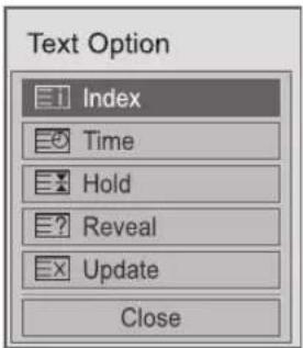 Text Option Index Time Hold Reveal Update Close