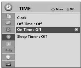 TIME Clock Off Time : Off On Time : Off Sleep Timer : Off