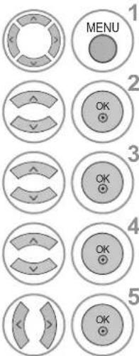 MENU 1 2 OK 3 OK 4 OK 5 OK