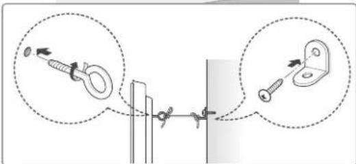 Diagram illustrating cable mounting technique with labeled components and directional arrows