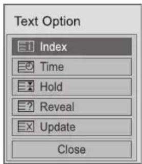Text Option Index Time Hold Reveal Update Close