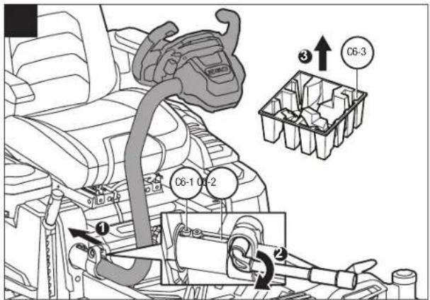 Technical diagram of a vehicle gear assembly with labeled parts and directional arrows indicating motion or assembly steps.