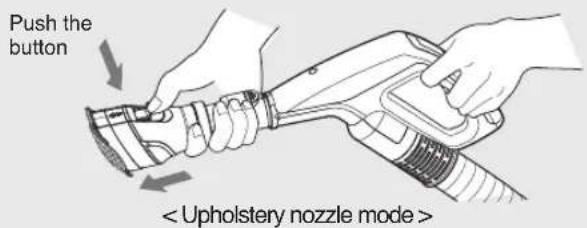 Push the button < Upholstery nozzle mode >