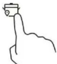 Simple line drawing of a hand holding a small object (no text or symbols)
