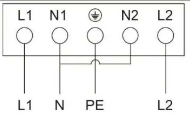 L1 N1 ± N2 L2 L1 N PE L2