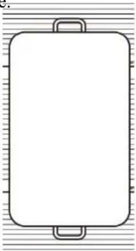 Simple line drawing of a rectangular object with two handles, placed on a striped background (no text or symbols)