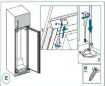 Technical diagram showing a door opening with labeled parts and directional arrows indicating movement or force, including numbered annotations.