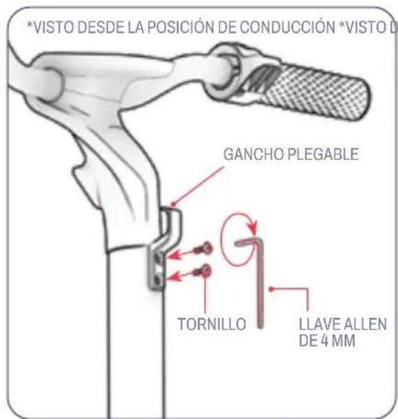 *VISTO DESDE LA POSICIÓN DE CONDUCCIÓN *VISTO D GANCHO PLEGABLE TORNILLO LLAVE ALLEN DE 4 MM