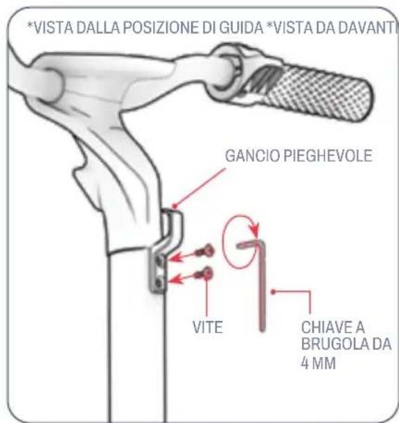 *VISTA DALLA POSIZIONE DI GUIDA *VISTA DA DAVANTI GANCIO PIEGHEVOLE VITE CHIAVE A BRUGOLA DA 4 MM