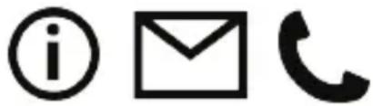 Icon set with a lowercase 'i' followed by an envelope and a telephone handset, likely representing email or communication-related symbols.