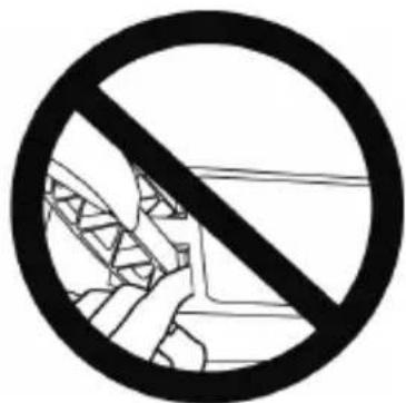 Prohibition sign with a circular border and broken wall pattern, indicating no barrier or restriction.