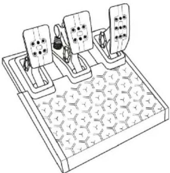 Technical line drawing of a mechanical device with three actuators and a hexagonal base. No text or symbols.