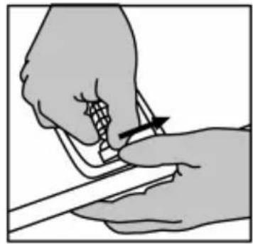 Illustration of two hands holding a tool with a curved arrow indicating motion (no text or symbols).