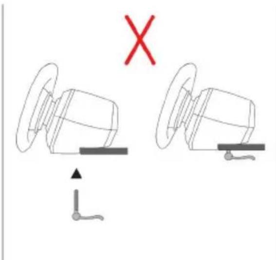 Diagram showing two mechanical components with a red X mark and directional arrows, no text or symbols present.