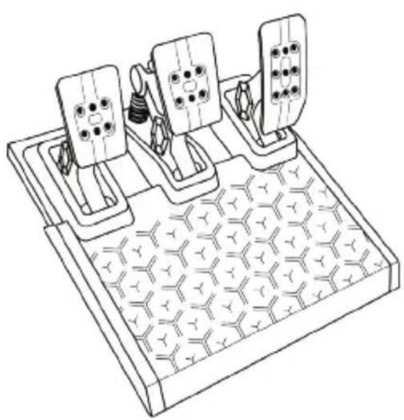 Line drawing of a mechanical device with three actuators and a hexagonal base (no text or symbols)