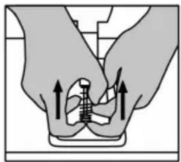 Illustration of two hands performing a medical procedure with an anatomical model (no text or symbols).