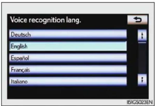 Voice recognition lang. Deutsch English Español Français Italiano