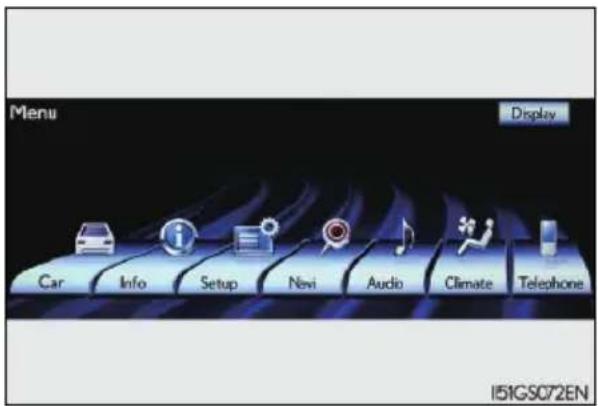 Menu Display Car Info Setup Novi Audio Climate Telephone I51GSC072EN