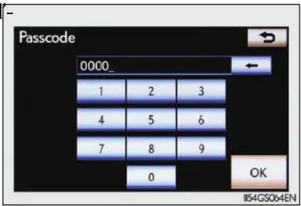 Passcode 0000_ 1 2 3 4 5 6 7 8 9 0 OK II54GS064EN