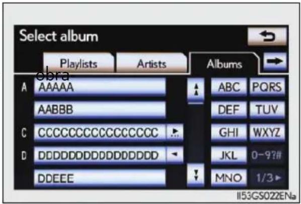 Select album Playlists Artists Albums A AAAAA ABC PQRS AABBB DEF TUV C CCCCCCCCCCCCC... GHI WXYZ D DDDDDDDDDDDDDDDD JKL 0-9?# DDEEE ↓ MNO 1/3▶ II53GS022ENa