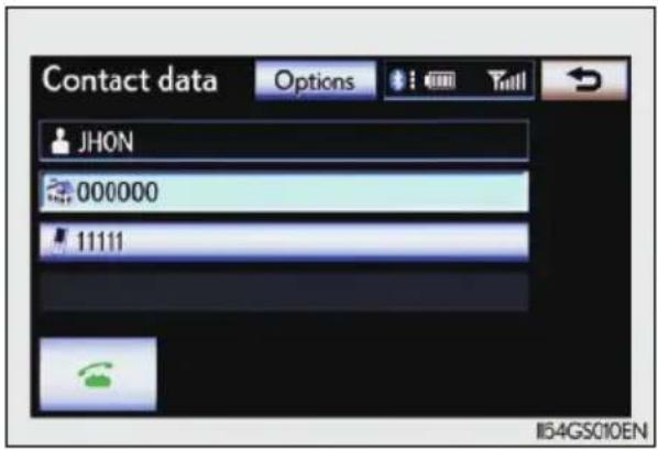 Contact data Options JHON 000000 11111 II54GS010EN