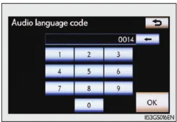 Audio language code 0014 1 2 3 4 5 6 7 8 9 0 OK I53GS016EN