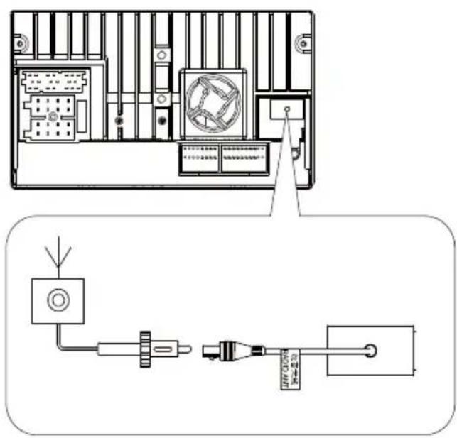 Technical diagram showing internal components and wiring connections, including a device layout and a connected electrical connector.