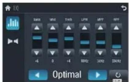 EQ Sens Mid Treb LPM MPF HPF +6 0 +4 8MHz 1kHz 30kHz Optimal