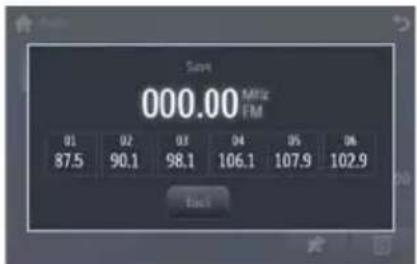 Sav 000.00 MHz FM 01 02 03 04 05 06 87.5 90.1 98.1 106.1 107.9 102.9 Back
