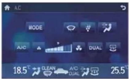 A.C MODE A/C DUAL 18.5 °C CLEAN A/C 25.5 °C DUAL