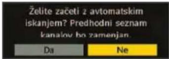 Želite začeti z avtomatskim lskanjem? Predhodni seznam kanaiov bo zamenjan. Da Ne